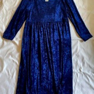 Vintage Royal Blue Crushed Velvet Dress